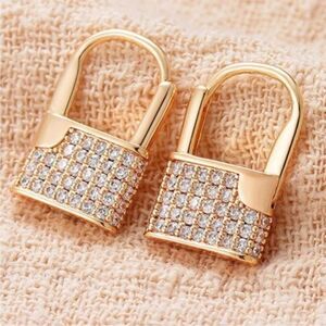 18K Gold Plated Lock Huggie Hoop Earrings